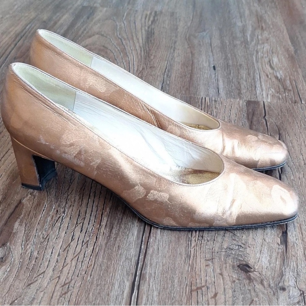 Stuart Weitzman Metallic Bronze Patterned Pumps - image 2